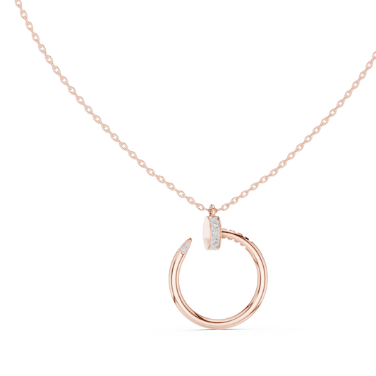 0.21 TCW Elegant Open Ring with Minimal Pave Moissanite Diamond Circle Charm Modern Nail Inspired Pendant Fine Jewelry