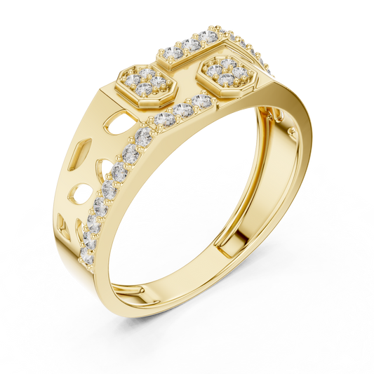 Round Cut Moissanite Men's Organic Openwork Wedding Ring - view 4