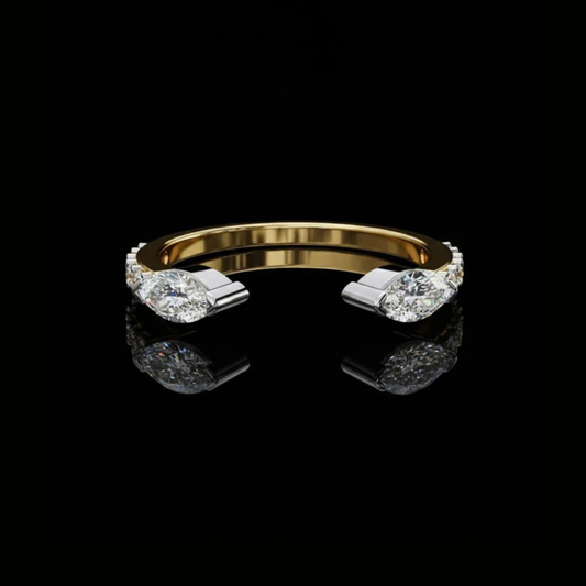 0.31 CT Modern Marquise Cut Lab Grown Diamond Open Bypass Band for Women
