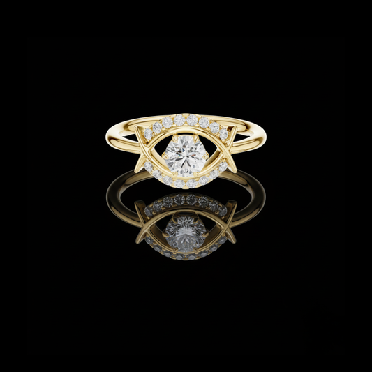 0.48 CT Modern Eye Design Lab Grown Diamond Round Center Stone Ring For Women