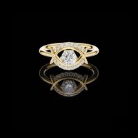 0.48 CT Modern Eye Design Moissanite Diamond Round Center Stone Ring For Women