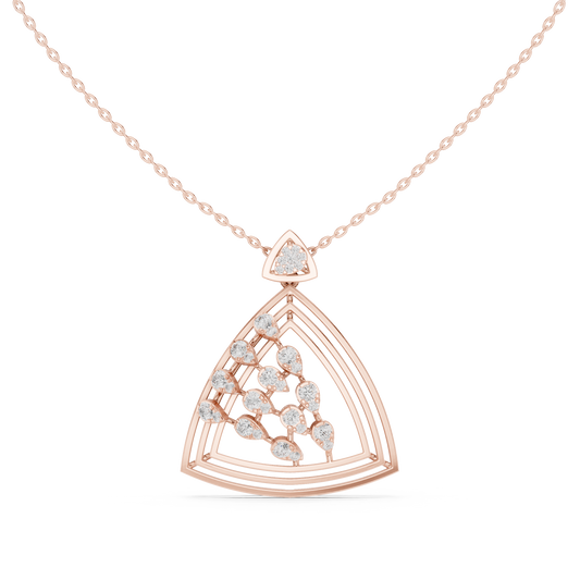 0.72 TCW Elegant Triangular Moissanite Diamond Pendant Minimalist Gold Openwork Design Fine Jewelry