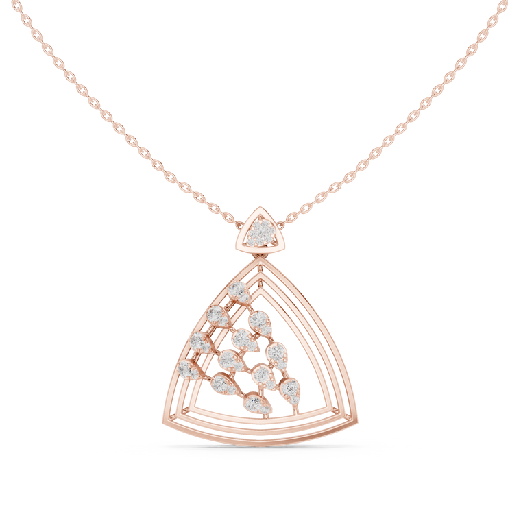 Open Triangle Floral Pendant Necklace - view 2