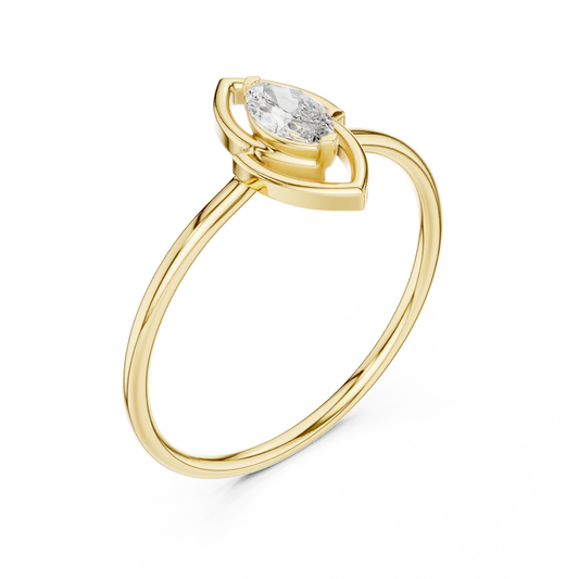 Minimalist Marquise Solitaire Lab Diamond Ring - view 4