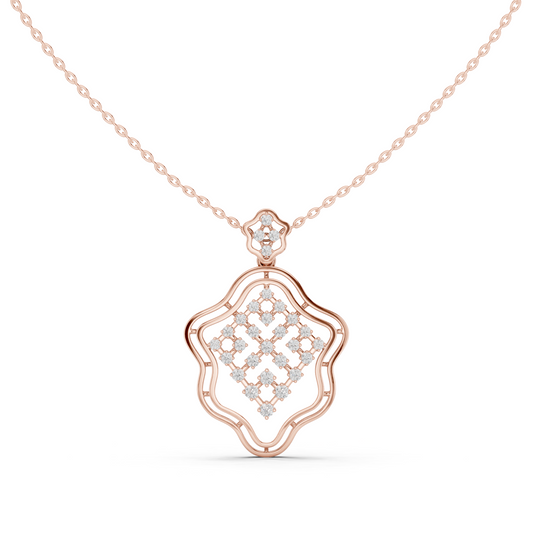 0.45 TCW Dazzling Quatrefoil Moissanite Diamond Luxury Open Frame Lattice Pendant Designer Jewelry Gift