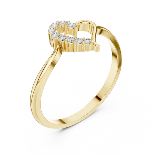 Round Cut Moissanite Heart Ring With Pave Design - view 2