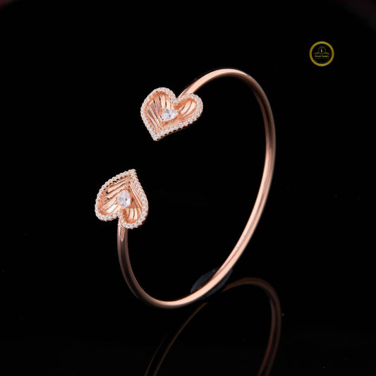 Heart & Round Cut Heart Motif Open Bracelet - view 2