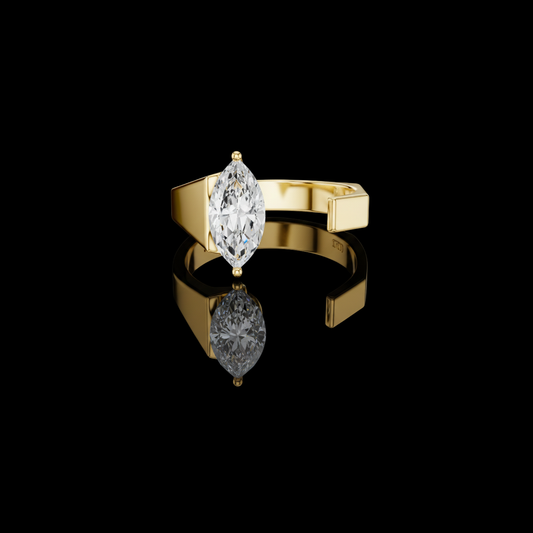 1.00 TCW Aurora Marquise Contemporary Ring with Elongated Lab Grown Diamond Center