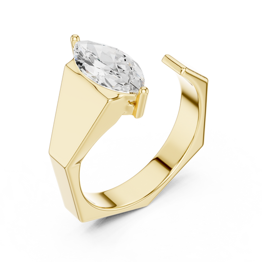 1.00 TCW Aurora Marquise Contemporary Ring with Elongated Moissanite Diamond Center