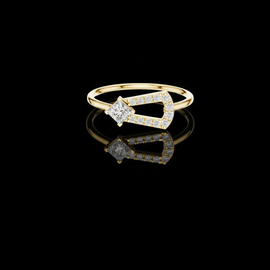 0.17 CT Sophisticated Princess Center Cut Lab Diamond Ring with Pave Frame Accent For Stillness Love