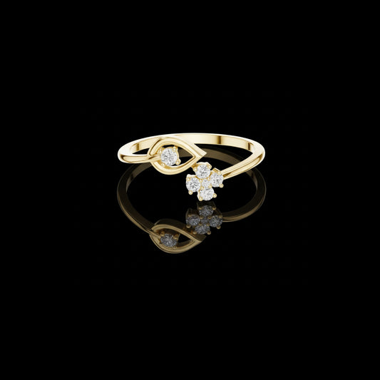 0.12 TCW Celestial Loop Lab Diamond Cluster Ring in Polished Gold with Open Swirl Band Design