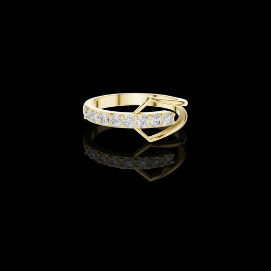 0.36 TCW Bliss Open Chevron Band with Graduated Round Lab Diamonds and Sculpted V-Frame Design