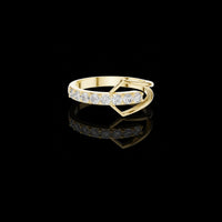 1.00 TCW Bliss Open Chevron Band with Graduated Round Lab Diamonds and Sculpted V-Frame Design