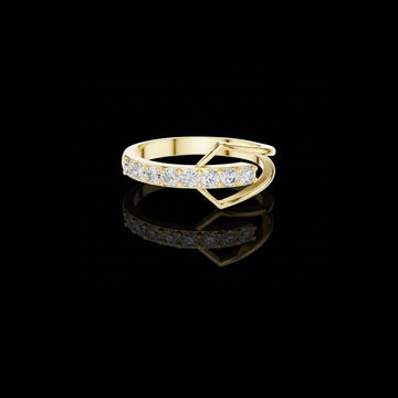 1.00 TCW Bliss Open Chevron Band with Graduated Round Lab Diamonds and Sculpted V-Frame Design