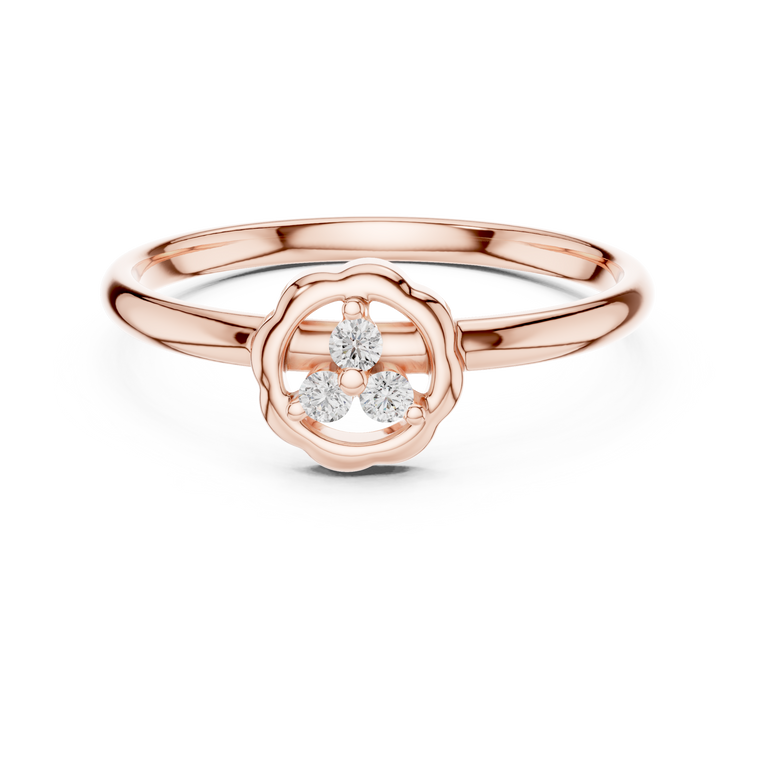Round Cut Lab Diamond Three Stone Floral Cluster Ring - view 2