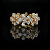 4.17 CT Luxury Floral Ring in Moissanite Diamond Bold Cocktail Jewelry with Pear-Cut Stones for Women