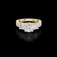 2.00 CT Featuring Three Stone Gold Ring Round-Cut Center and Side Lab Diamonds With Pave Accents