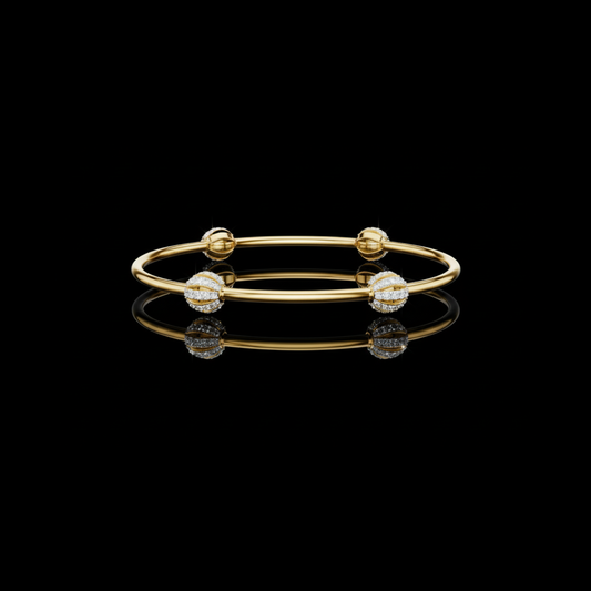 1.26 TCW Premium Luxury Moissanite Bracelet with Pave Diamond Studded Orb Accents