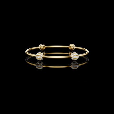 Round Lab Diamond Bracelet with Pave Studded Orb Accents