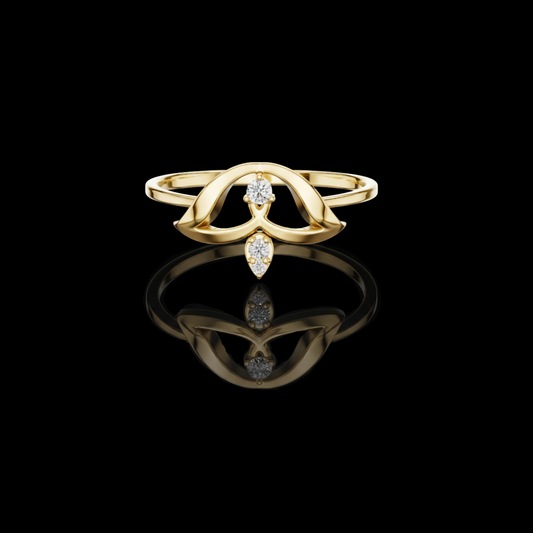 0.04 TCW Petal Ring with Dual Round Cut Lab Grown Diamonds and Sculpted Open-Arc Design