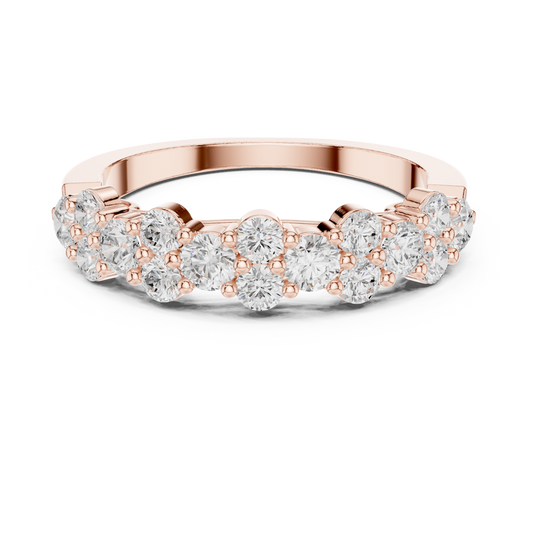 0.93 TCW Elegant Cluster Round Lab Grown Diamond Band in Polished Gold