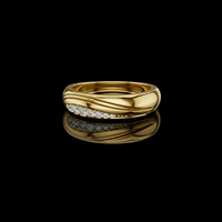 0.14 TCW Flow Moissanite Diamond Band with Sculpted Curves and Precision Set Accents