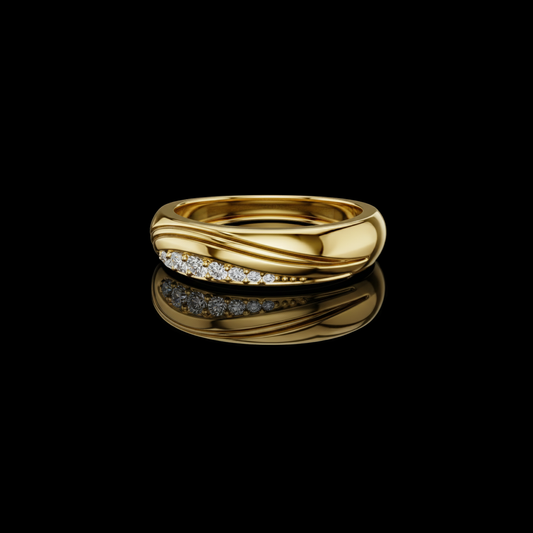 0.14 TCW Flow Moissanite Diamond Band with Sculpted Curves and Precision Set Accents