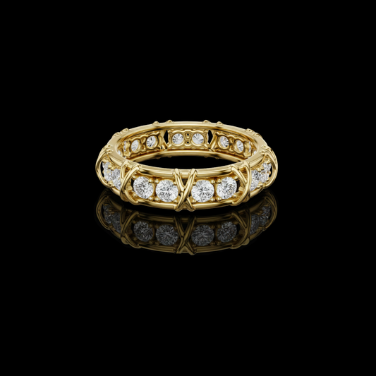 1.17 TCW Timeless Radiance Handcrafted Eternity Ring with Round Cut Moissanite Diamonds