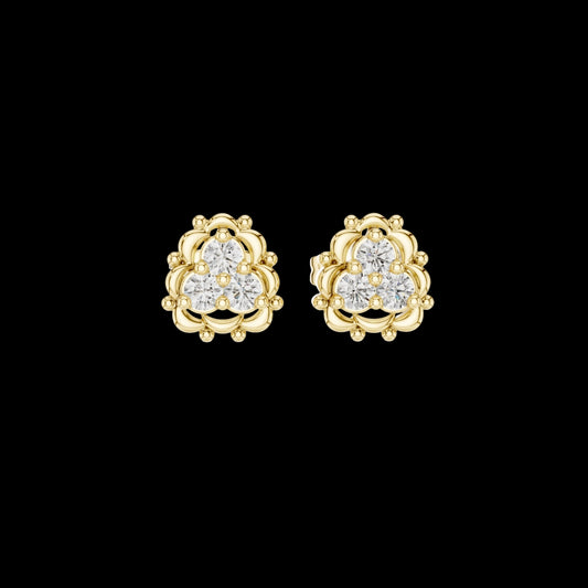 0.30 TCW Aurielle Bloom Moissanite Diamond Cluster Earrings with Ornate Floral Detailing For Love