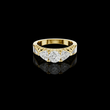1.50 CT Ornate Trinity Three Stone Moissanite Diamond Ring with Trillion Decorative Accents