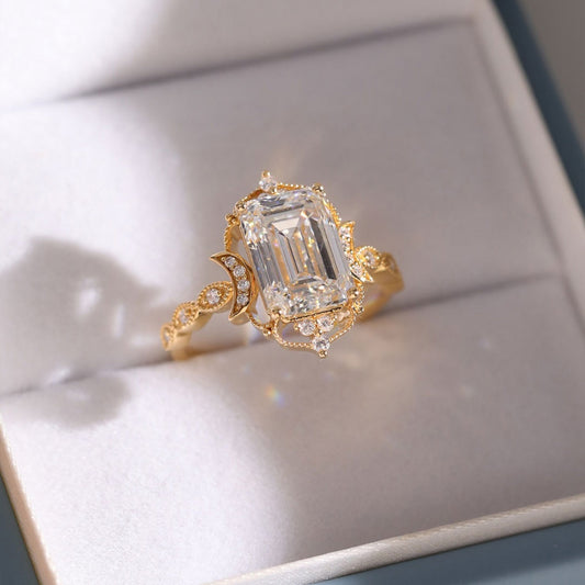 Emerald Cut Lab Diamond Halo Engagement Ring - view 4