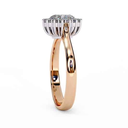 Oval Halo Ring with Cathedral Setting - view 3