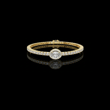 5.54 TCW Ethical Lab Grown Diamond Tennis Bracelet with Oval Halo Center and Brilliant Round Accents