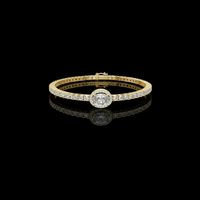 5.54 TCW Ethical Moissanite Diamond Tennis Bracelet with Oval Halo Center and Brilliant Round Accents