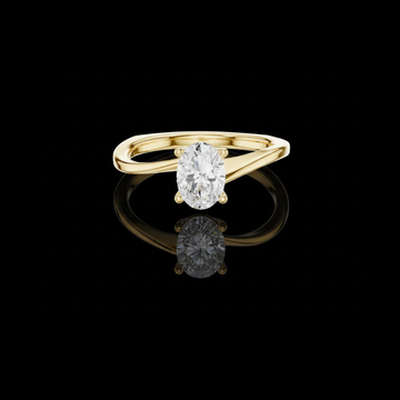 1.50 TCW Brilliant Oval Cut Moissanite Diamond on a Modern Fluid Twist Solitaire Gold Setting