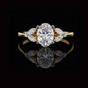 1.06 CT Exquisite Oval Cut Lab Grown Diamond Ring with Marquise Side Stones for Women's Day