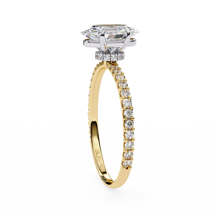 Oval Cut Moissanite Solitaire Engagement Ring Micro Pave Band - view 2