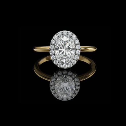 Oval Cut Halo Lab Diamond Ring with Slim Band