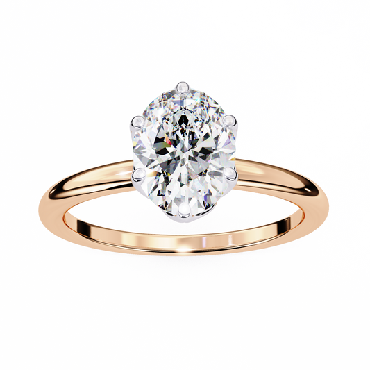 Six Pave Setting Oval Moissanite Solitaire Engagement Ring - view 3