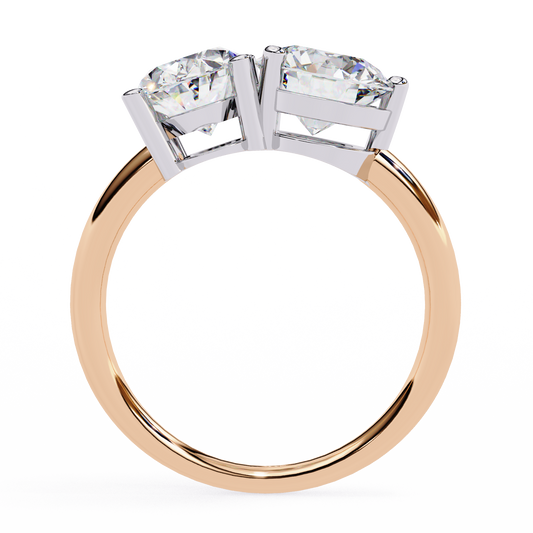 Oval and Round Moissanite Toi et Moi Engagement Ring - view 3