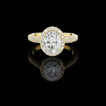 3.00 CT Luxurious Sparkle Oval Cut Lab Diamond Halo Ring with Triple Pave Band