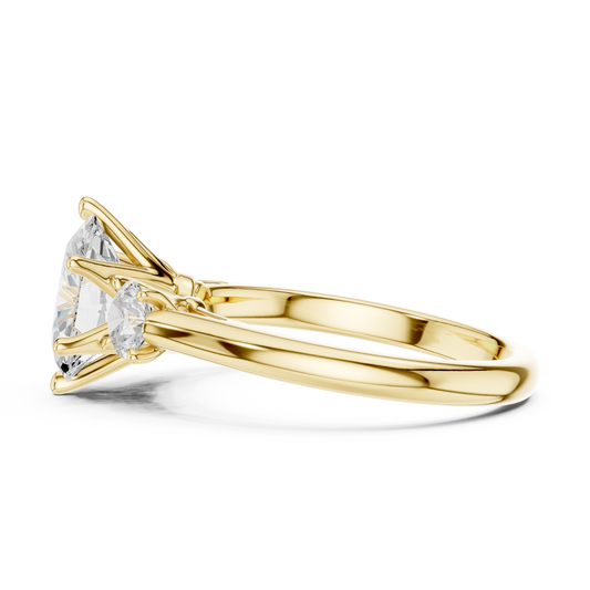 Oval Cut Lab Diamond Ring with Round Side Stones - view 4