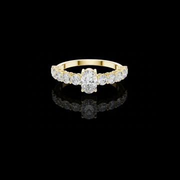 1.00 CT Brilliant Oval Lab Grown Diamond Engagement Ring with Pave Round Diamond Band