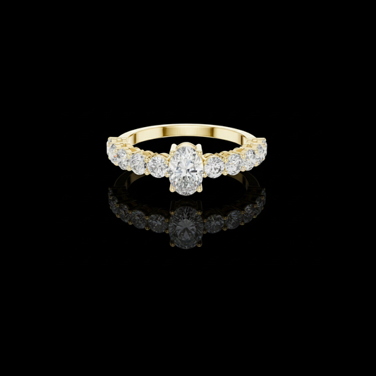 1.00 CT Brilliant Oval Lab Grown Diamond Engagement Ring with Pave Round Diamond Band