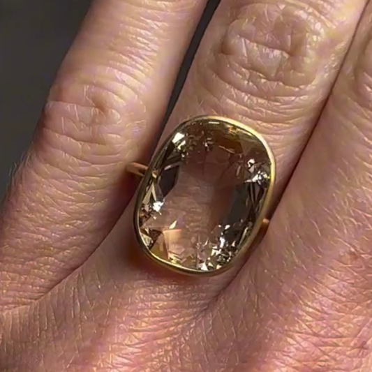 Cushion Rose Cut Moissanite Bezel Solitaire Gold Ring - view 2