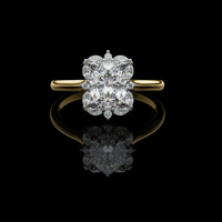 1.50 CT Trendy Oval Cut Cluster Moissanite Diamond Vintage Floral Halo Engagement Ring For Her