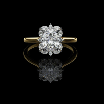 1.50 CT Trendy Oval Cut Cluster Moissanite Diamond Vintage Floral Halo Engagement Ring For Her
