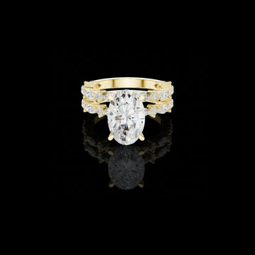 3.00 CT Opulent Couture Bridal Oval Cut Ring with Double Row Lab Diamond Gallery Statement Jewelry