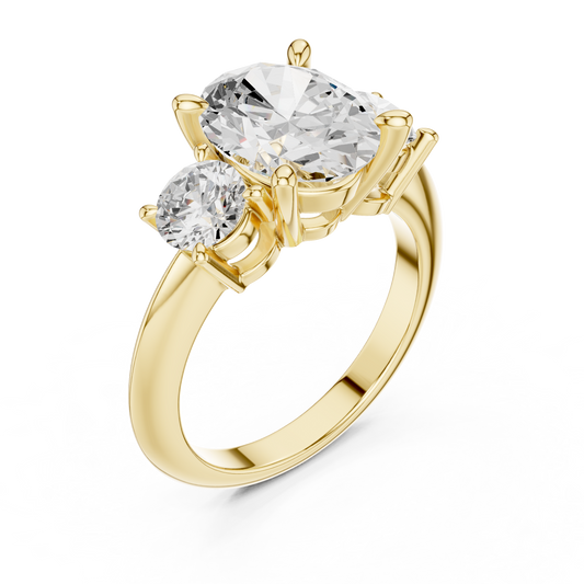2.50 CT Beautiful Oval Moissanite Diamond with Round Accents Elegant Three Stone Engagement Ring for Her