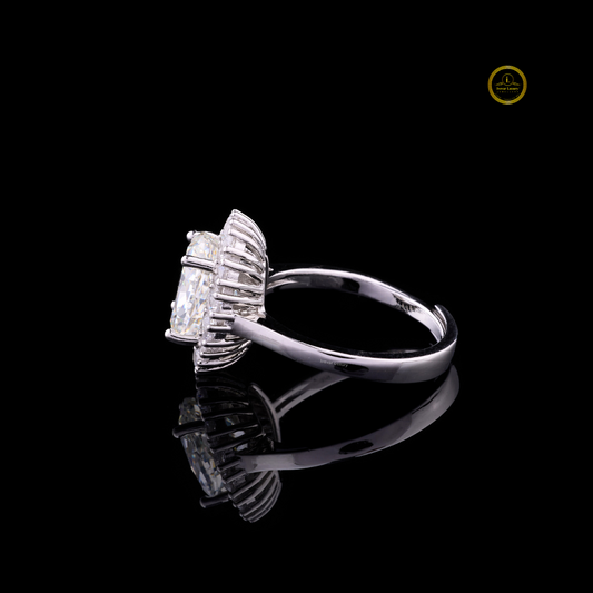 Sparkle Oval Cut Halo Cluster Lab Diamond Engagement Ring - view 3